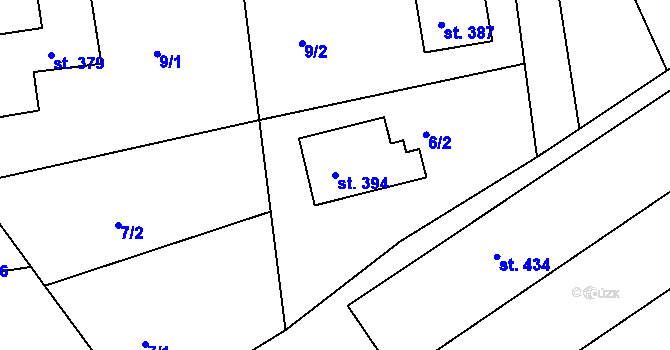 Parcela st. 394 v KÚ Mutějovice, Katastrální mapa