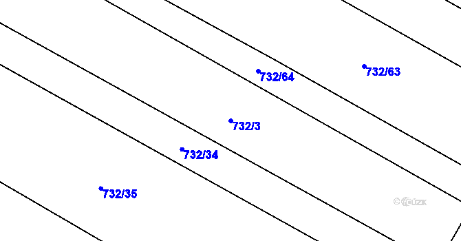 Parcela st. 732/3 v KÚ Mutějovice, Katastrální mapa