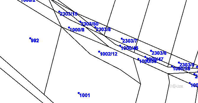 Parcela st. 1002/12 v KÚ Mutějovice, Katastrální mapa