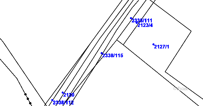 Parcela st. 2338/115 v KÚ Mutějovice, Katastrální mapa