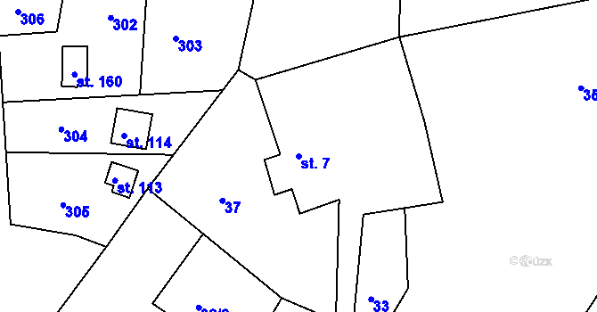 Parcela st. 7 v KÚ Mutěnice u Strakonic, Katastrální mapa