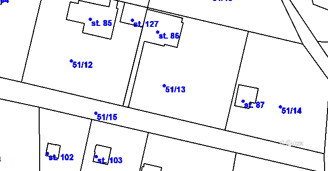 Parcela st. 51/13 v KÚ Mutěnice u Strakonic, Katastrální mapa
