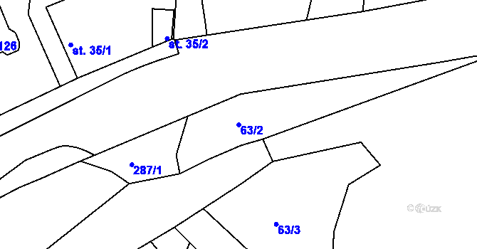 Parcela st. 63/2 v KÚ Mutěnice u Strakonic, Katastrální mapa