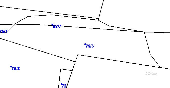 Parcela st. 75/3 v KÚ Mutěnice u Strakonic, Katastrální mapa