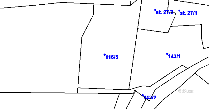 Parcela st. 116/5 v KÚ Mutěnice u Strakonic, Katastrální mapa