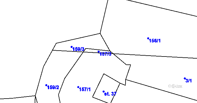 Parcela st. 157/3 v KÚ Mutěnice u Strakonic, Katastrální mapa