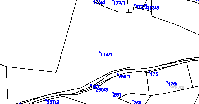 Parcela st. 174/1 v KÚ Mutěnice u Strakonic, Katastrální mapa