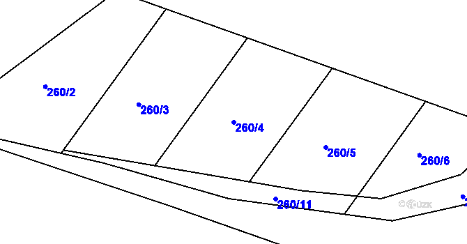 Parcela st. 260/4 v KÚ Mutěnice u Strakonic, Katastrální mapa