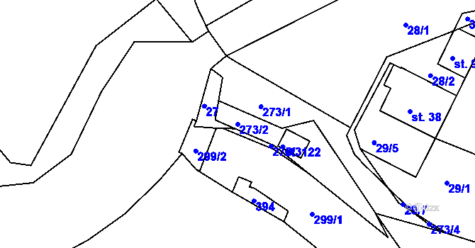 Parcela st. 273/2 v KÚ Mutěnice u Strakonic, Katastrální mapa