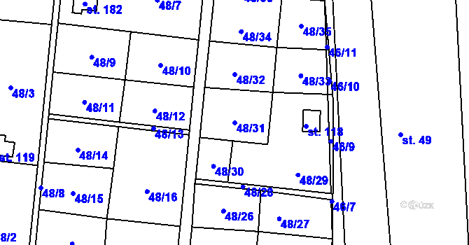 Parcela st. 48/31 v KÚ Mutěnice u Strakonic, Katastrální mapa
