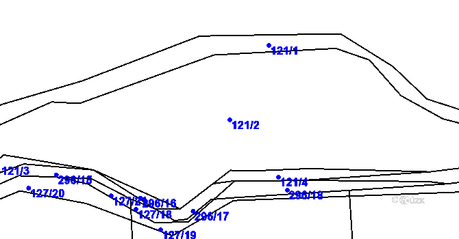 Parcela st. 121/2 v KÚ Mutěnice u Strakonic, Katastrální mapa