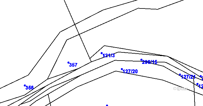 Parcela st. 121/3 v KÚ Mutěnice u Strakonic, Katastrální mapa