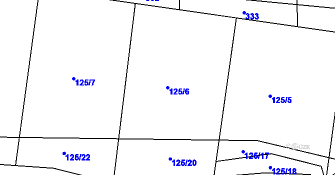 Parcela st. 125/6 v KÚ Mutěnice u Strakonic, Katastrální mapa