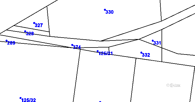Parcela st. 125/21 v KÚ Mutěnice u Strakonic, Katastrální mapa