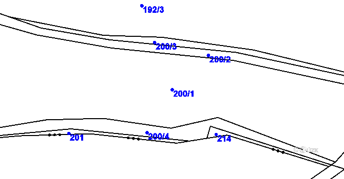 Parcela st. 200/1 v KÚ Mutěnice u Strakonic, Katastrální mapa