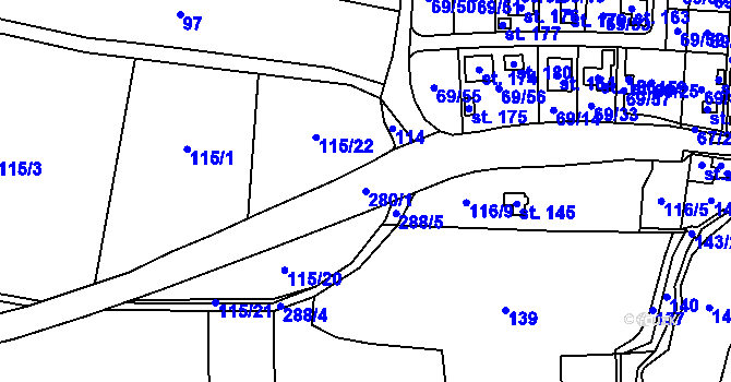 Parcela st. 280/1 v KÚ Mutěnice u Strakonic, Katastrální mapa