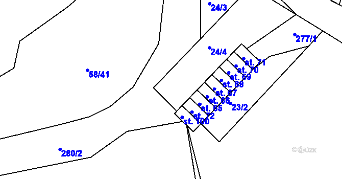Parcela st. 280/3 v KÚ Mutěnice u Strakonic, Katastrální mapa