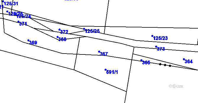 Parcela st. 367 v KÚ Mutěnice u Strakonic, Katastrální mapa