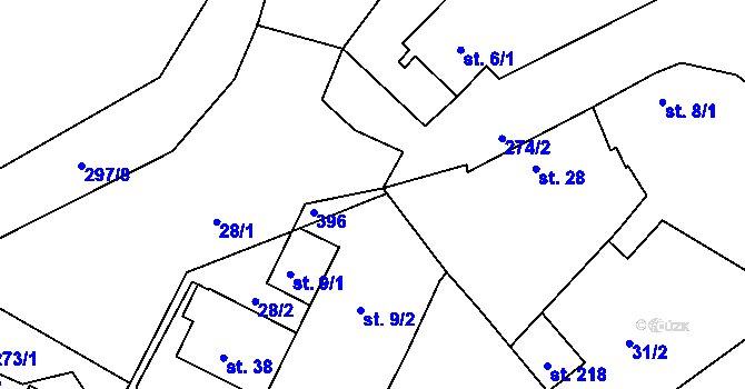 Parcela st. 397 v KÚ Mutěnice u Strakonic, Katastrální mapa