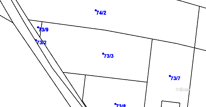 Parcela st. 73/3 v KÚ Mutěnice u Strakonic, Katastrální mapa
