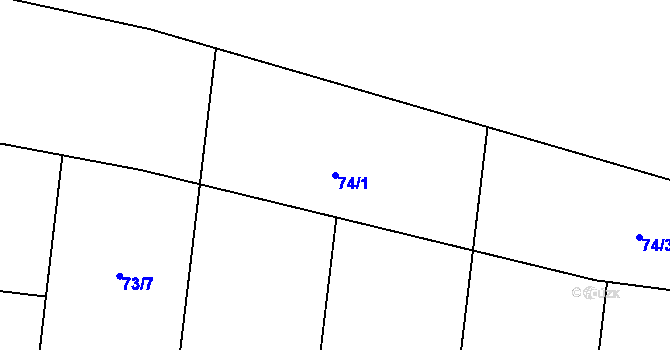 Parcela st. 74/1 v KÚ Mutěnice u Strakonic, Katastrální mapa