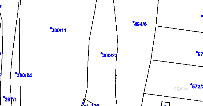 Parcela st. 300/23 v KÚ Mutěnice u Strakonic, Katastrální mapa