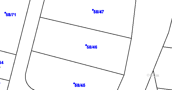 Parcela st. 58/46 v KÚ Mutěnice u Strakonic, Katastrální mapa