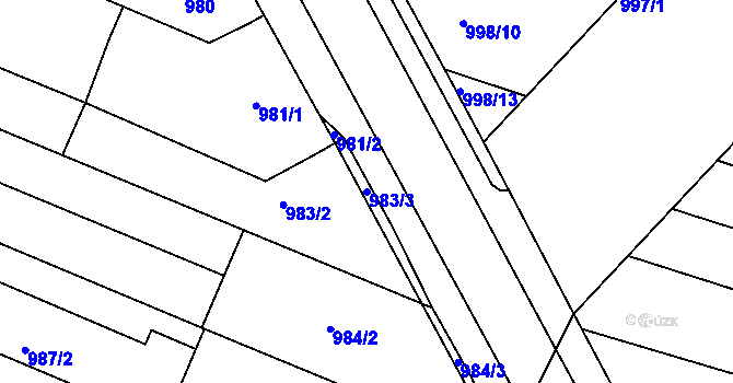 Parcela st. 983/3 v KÚ Mutěnice, Katastrální mapa