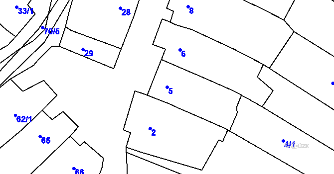 Parcela st. 5 v KÚ Mutěnice, Katastrální mapa