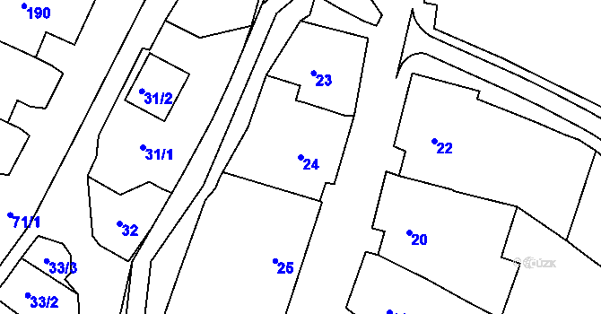Parcela st. 24 v KÚ Mutěnice, Katastrální mapa