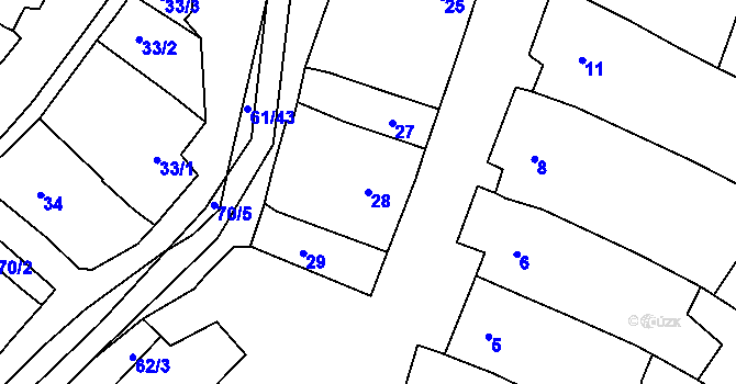 Parcela st. 28 v KÚ Mutěnice, Katastrální mapa