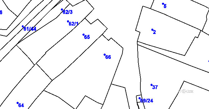 Parcela st. 66 v KÚ Mutěnice, Katastrální mapa