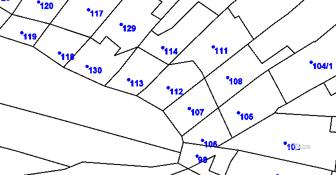 Parcela st. 112 v KÚ Mutěnice, Katastrální mapa
