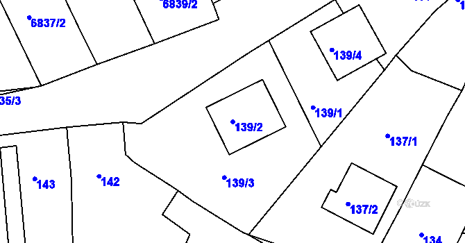 Parcela st. 139/2 v KÚ Mutěnice, Katastrální mapa