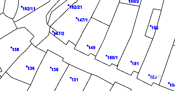 Parcela st. 149 v KÚ Mutěnice, Katastrální mapa