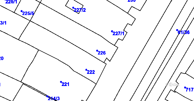 Parcela st. 226 v KÚ Mutěnice, Katastrální mapa