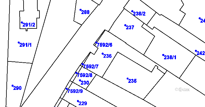 Parcela st. 236 v KÚ Mutěnice, Katastrální mapa