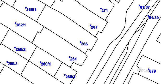 Parcela st. 266 v KÚ Mutěnice, Katastrální mapa
