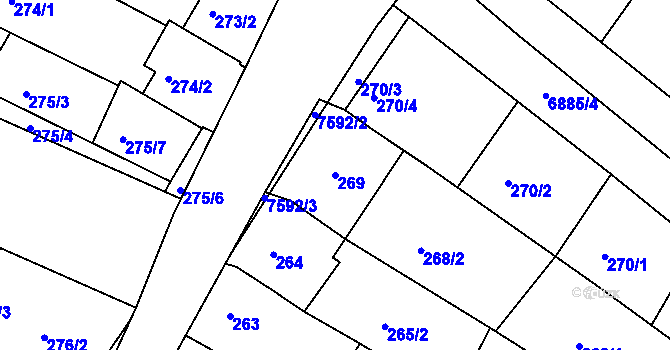 Parcela st. 269 v KÚ Mutěnice, Katastrální mapa