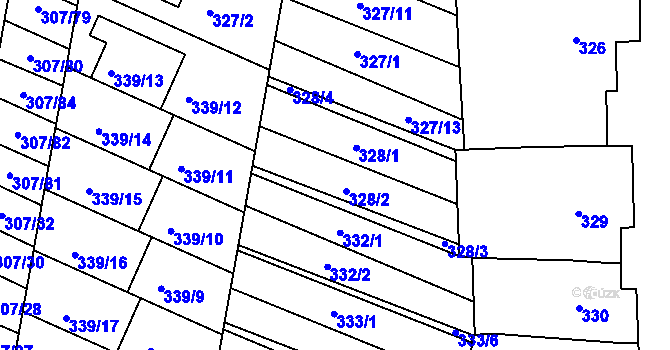 Parcela st. 328 v KÚ Mutěnice, Katastrální mapa
