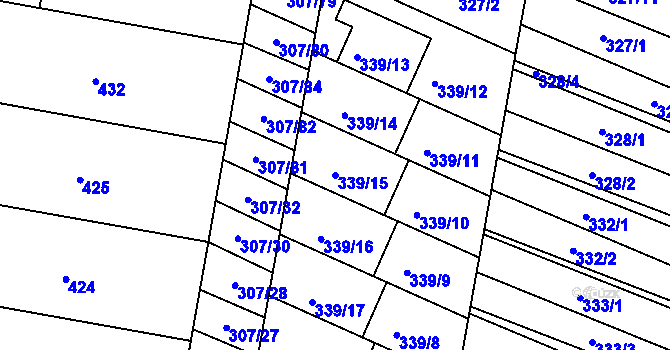 Parcela st. 339/15 v KÚ Mutěnice, Katastrální mapa