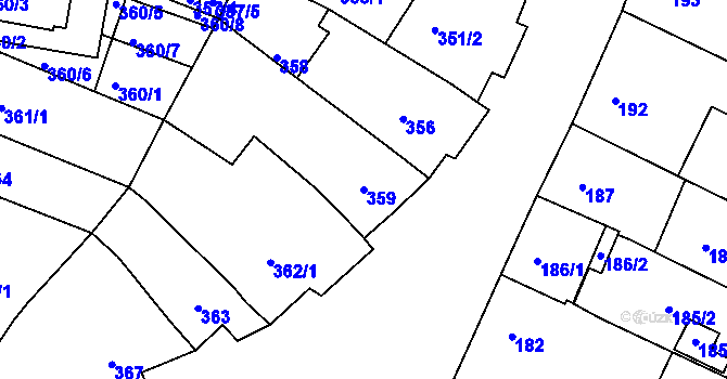 Parcela st. 359 v KÚ Mutěnice, Katastrální mapa