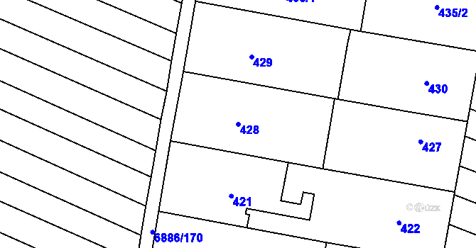 Parcela st. 428 v KÚ Mutěnice, Katastrální mapa