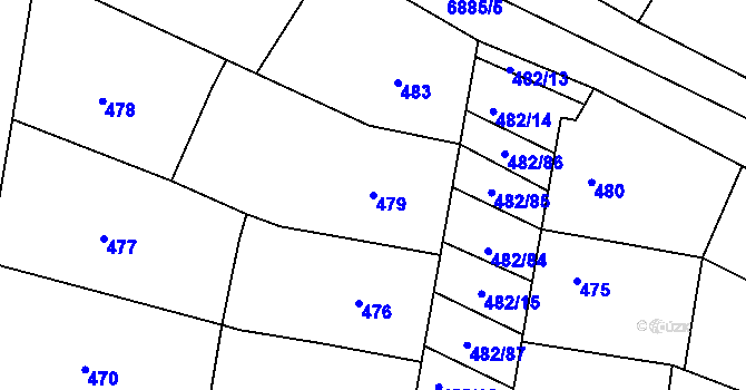 Parcela st. 479 v KÚ Mutěnice, Katastrální mapa