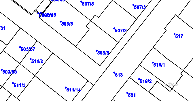 Parcela st. 503/5 v KÚ Mutěnice, Katastrální mapa