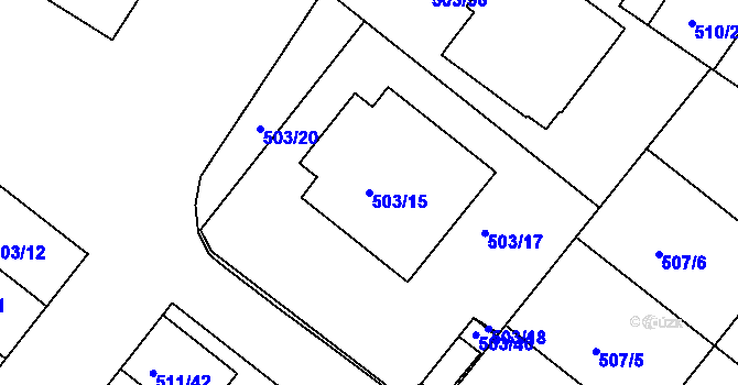 Parcela st. 503/15 v KÚ Mutěnice, Katastrální mapa