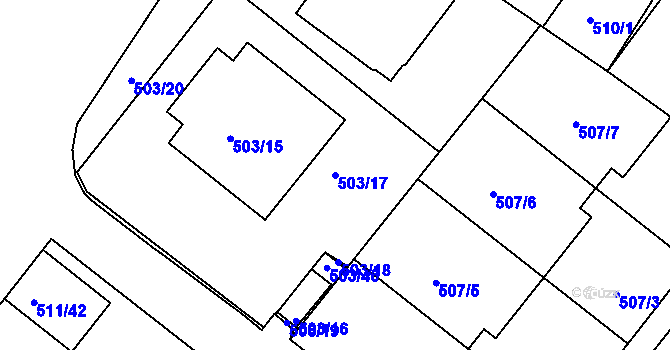Parcela st. 503/17 v KÚ Mutěnice, Katastrální mapa