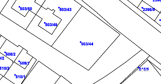 Parcela st. 503/44 v KÚ Mutěnice, Katastrální mapa