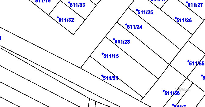 Parcela st. 511/15 v KÚ Mutěnice, Katastrální mapa