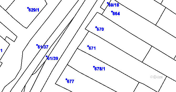Parcela st. 671 v KÚ Mutěnice, Katastrální mapa